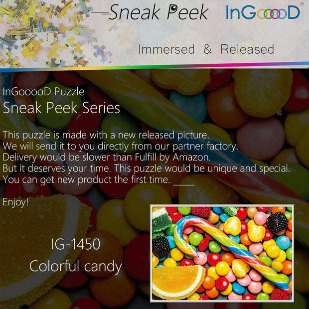 Ingooood-Jigsaw Puzzle 1000 Pieces-Sneak Peek Series-Colorful candy_IG-1450 Entertainment Toys for Adult Graduation or Birthday Gift Home Decor - Ingooood