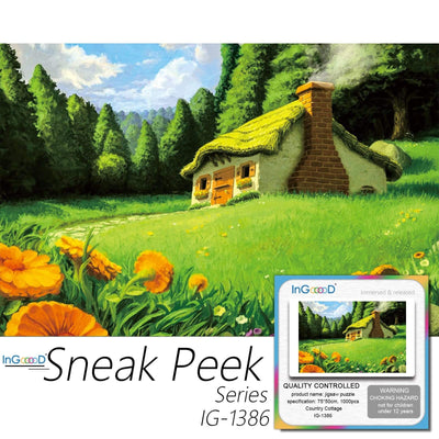 Ingooood-Jigsaw Puzzle 1000 Pieces-Sneak Peek Series-Country Cottage_IG-1386 Entertainment Toys for Adult Special Graduation or Birthday Gift Home Decor - Ingooood