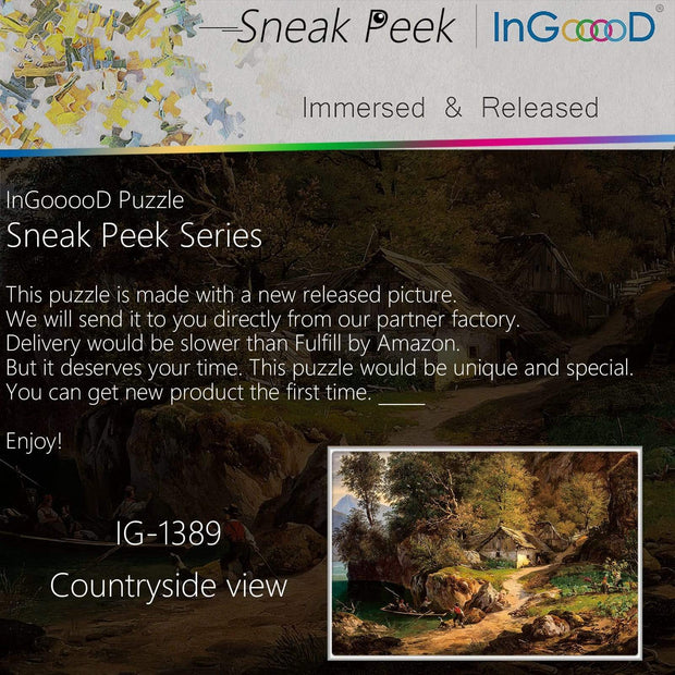 Ingooood-Jigsaw Puzzle 1000 Pieces-Sneak Peek Series-Countryside View_IG-1389 Entertainment Toys for Adult Special Graduation or Birthday Gift Home Decor - Ingooood