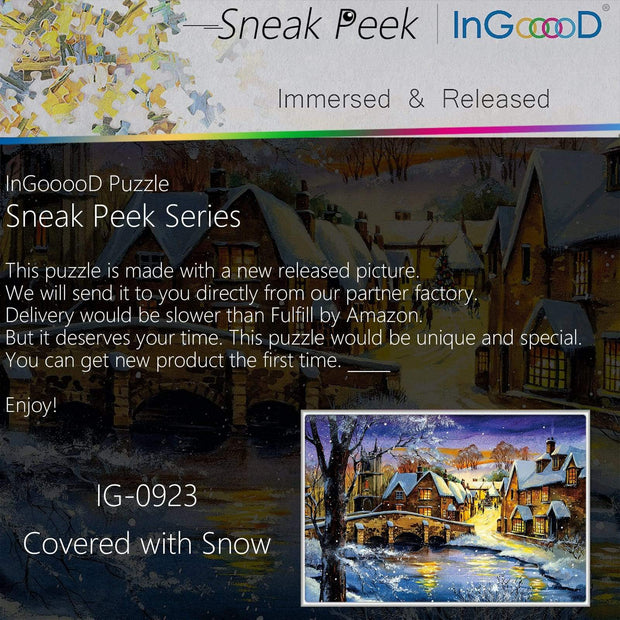 Ingooood-Jigsaw Puzzle 1000 Pieces-Sneak Peek Series-Covered with Snow_IG-0923 Entertainment Toys for Graduation or Birthday Gift Home Decor - Ingooood