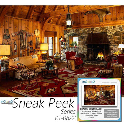 Ingooood- Jigsaw Puzzle 1000 Pieces- Sneak Peek Series-Cozy Living Room_IG-0822 Entertainment Toys for Adult Graduation or Birthday Gift Home Decor - Ingooood