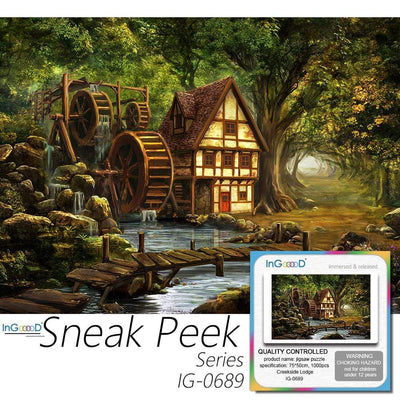Ingooood- Jigsaw Puzzle 1000 Pieces- Sneak Peek Series-Creekside Lodge_IG-0689 Entertainment Toys for Adult Graduation or Birthday Gift Home Decor - Ingooood