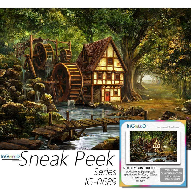 Ingooood- Jigsaw Puzzle 1000 Pieces- Sneak Peek Series-Creekside Lodge_IG-0689 Entertainment Toys for Adult Graduation or Birthday Gift Home Decor - Ingooood