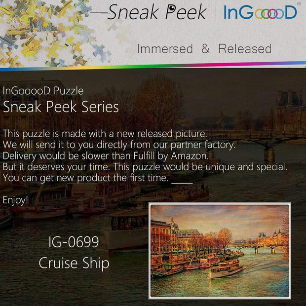 Ingooood- Jigsaw Puzzle 1000 Pieces- Sneak Peek Series-Cruise Ship_IG-0699 Entertainment Toys for Adult Special Graduation or Birthday Gift Home Decor - Ingooood