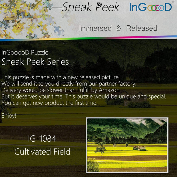 Ingooood-Jigsaw Puzzle 1000 Pieces-Sneak Peek Series- Cultivated Field_IG-1084 Entertainment Toys for Graduation or Birthday Gift Home Decor - Ingooood