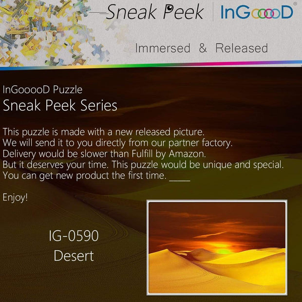 Ingooood- Jigsaw Puzzle 1000 Pieces- Sneak Peek Series- Desert_IG-0590 Entertainment Toys for Adult Special Graduation or Birthday Gift Home Decor - Ingooood