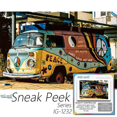 Ingooood-Jigsaw Puzzle 1000 Pieces-Sneak Peek Series-Dilapidated School Bus_IG-1232 Entertainment Toys for Adult Special Graduation or Birthday Gift Home Decor - Ingooood