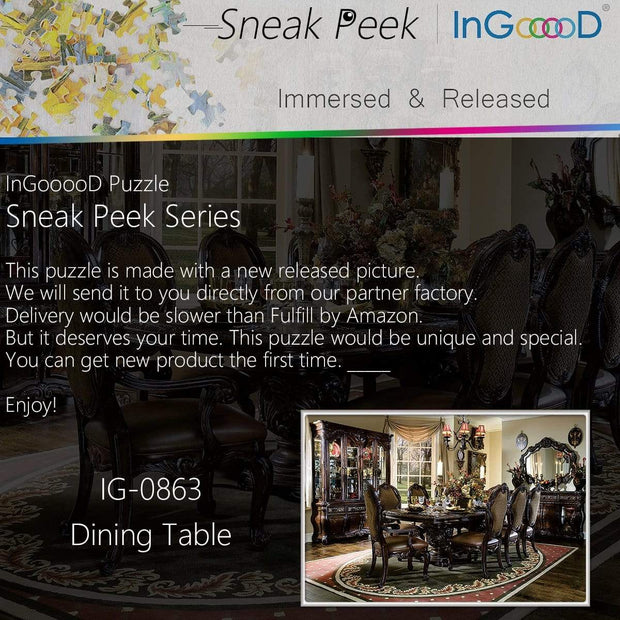 Ingooood-Jigsaw Puzzle 1000 Pieces-Sneak Peek Series- Dining Table_IG-0863 Entertainment Toys for Adult Special Graduation or Birthday Gift Home Decor - Ingooood