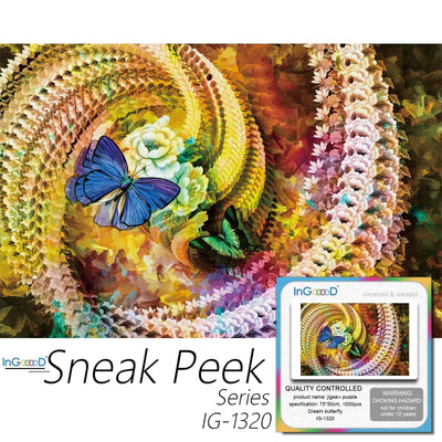 Ingooood-Jigsaw Puzzle 1000 Pieces-Sneak Peek Series-Dream Butterfly_IG-1320 Entertainment Toys for Adult Special Graduation or Birthday Gift Home Decor - Ingooood