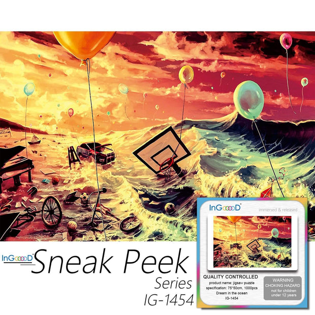 Ingooood-Jigsaw Puzzle 1000 Pieces-Sneak Peek Series-Dream in the ocean_IG-1454 Entertainment Toys for Adult Graduation or Birthday Gift Home Decor - Ingooood