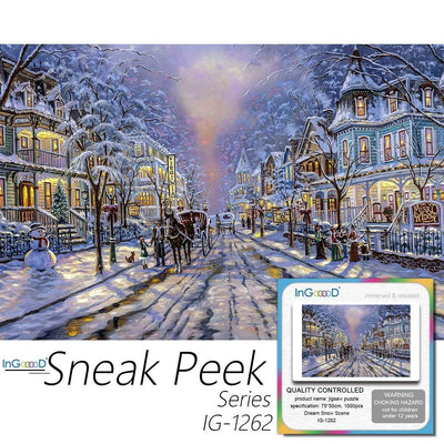 Ingooood-Jigsaw Puzzle 1000 Pieces-Sneak Peek Series-Dream Snow Scene_IG-1262 Entertainment Toys for Adult Special Graduation or Birthday Gift Home Decor - Ingooood