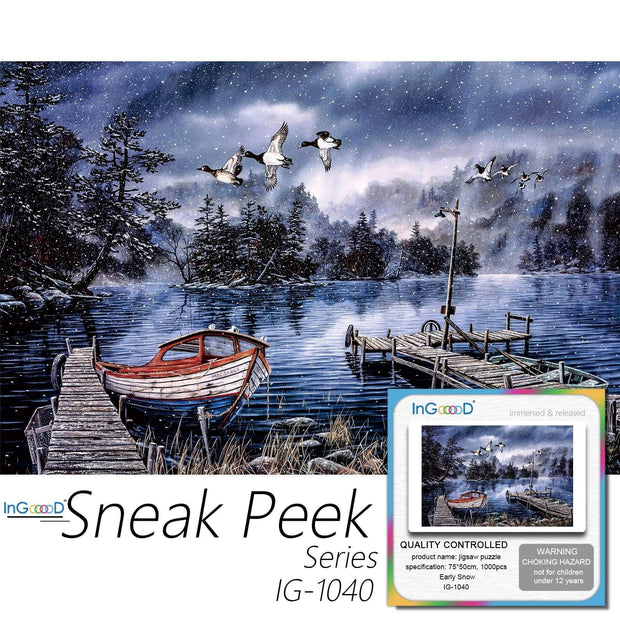 Ingooood-Jigsaw Puzzle 1000 Pieces-Sneak Peek Series-Early Snow_IG-1040 Entertainment Toys for Adult Special Graduation or Birthday Gift Home Decor - Ingooood