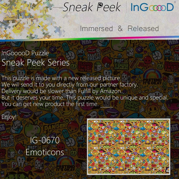 Ingooood- Jigsaw Puzzle 1000 Pieces- Sneak Peek Series- Emoticons_IG-0670 Entertainment Toys for Adult Special Graduation or Birthday Gift Home Decor - Ingooood