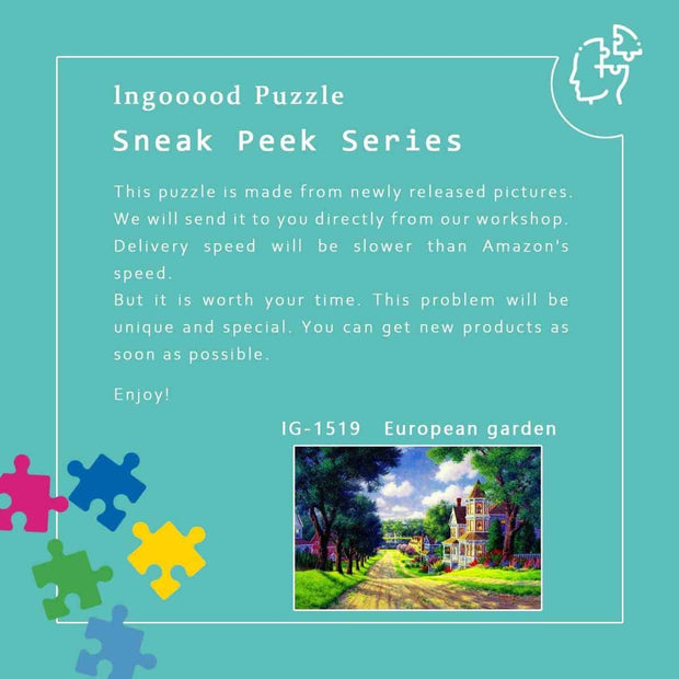 Ingooood-Jigsaw Puzzle 1000 Pieces-Sneak Peek Series-European garden_IG-1519 Entertainment Toys for Adult Graduation or Birthday Gift Home Decor - Ingooood
