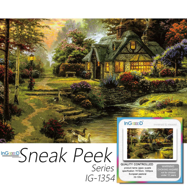 Ingooood-Jigsaw Puzzle 1000 Pieces-Sneak Peek Series-European Pastoral_IG-1354 Entertainment Toys for Adult Special Graduation or Birthday Gift Home Decor - Ingooood