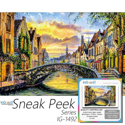 Ingooood-Jigsaw Puzzle 1000 Pieces-Sneak Peek Series-European streets_IG-1492 Entertainment Toys for Adult Graduation or Birthday Gift Home Decor - Ingooood