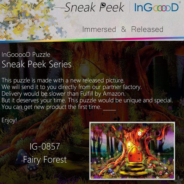 Ingooood-Jigsaw Puzzle 1000 Pieces- Sneak Peek Series-Fairy Forest_IG-0857 Entertainment Toys for Adult Special Graduation or Birthday Gift Home Decor - Ingooood