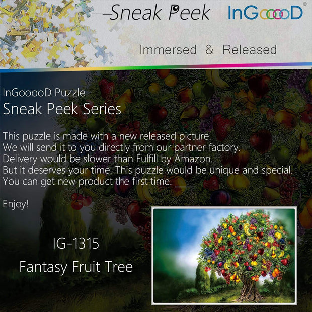 Ingooood-Jigsaw Puzzle 1000 Pieces-Sneak Peek Series-Fantasy Fruit Tree_IG-1315 Entertainment Toys for Adult Special Graduation or Birthday Gift Home Decor - Ingooood