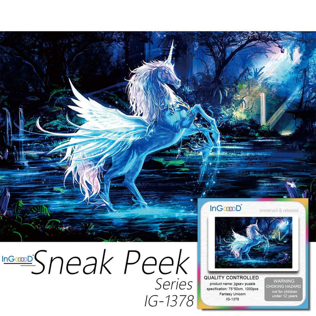 Ingooood-Jigsaw Puzzle 1000 Pieces-Sneak Peek Series-Fantasy Unicorn_IG-1378 Entertainment Toys for Adult Special Graduation or Birthday Gift Home Decor - Ingooood