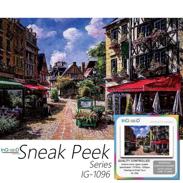 Ingooood-Jigsaw Puzzle 1000 Pieces-Sneak Peek Series- Feelings of Small Town_IG-1096 Entertainment Toys for Graduation or Birthday Gift Home Decor - Ingooood