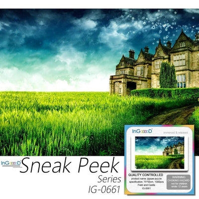 Ingooood- Jigsaw Puzzle 1000 Pieces- Sneak Peek Series-Field and Castle_IG-0661 Entertainment Toys for Adult Graduation or Birthday Gift Home Decor - Ingooood