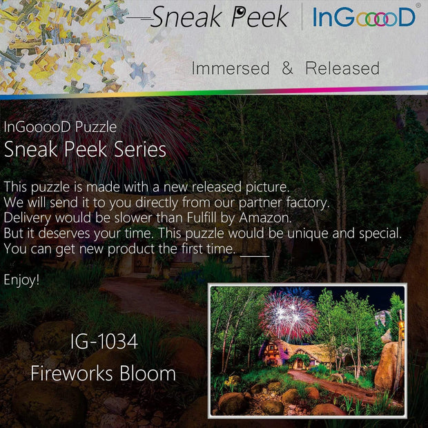 Ingooood-Jigsaw Puzzle 1000 Pieces-Sneak Peek Series-Fireworks Bloom_IG-1034 Entertainment Toys for Graduation or Birthday Gift Home Decor - Ingooood