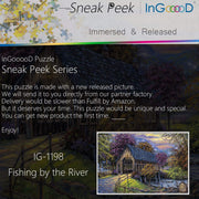 Ingooood-Jigsaw Puzzle 1000 Pieces-Sneak Peek Series-Fishing by The River_IG-1198 Entertainment Toys for Adult Special Graduation or Birthday Gift Home Decor - Ingooood