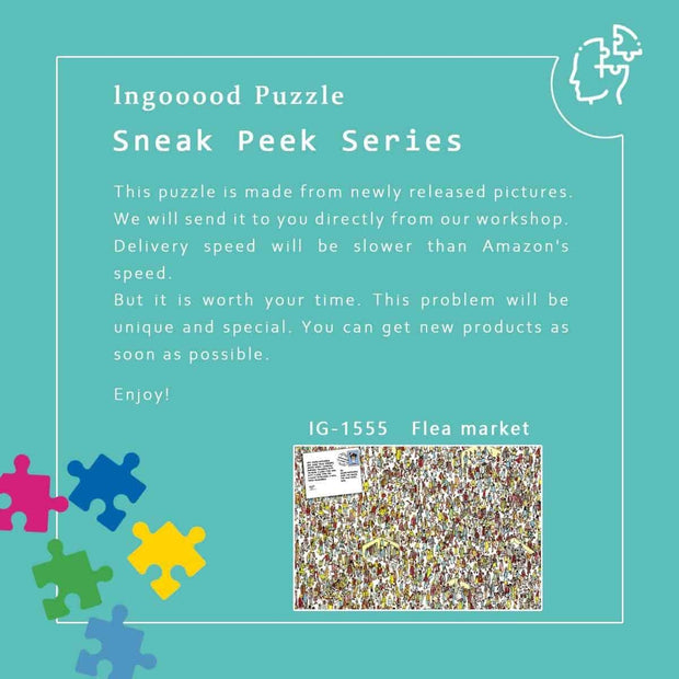 Ingooood-Jigsaw Puzzle 1000 Pieces-Sneak Peek Series- Flea market_IG-1555 Entertainment Toys for Adult Graduation or Birthday Gift Home Decor - Ingooood