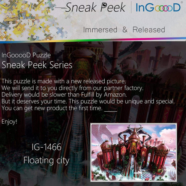 Ingooood-Jigsaw Puzzle 1000 Pieces-Sneak Peek Series-Floating city_IG-1466 Entertainment Toys for Adult Graduation or Birthday Gift Home Decor - Ingooood