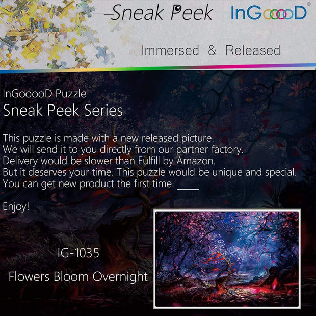 Ingooood-Jigsaw Puzzle 1000 Pieces-Sneak Peek Series-Flowers Bloom Overnight_IG-1035 Entertainment Toys for Graduation or Birthday Gift Home Decor - Ingooood