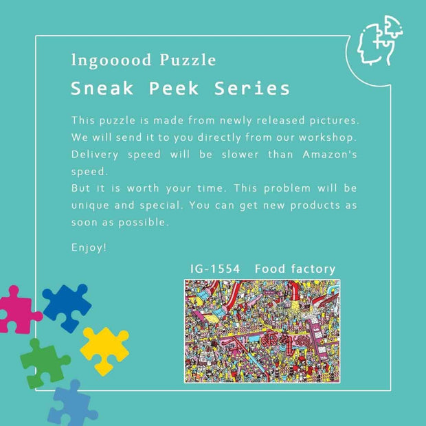 Ingooood-Jigsaw Puzzle 1000 Pieces-Sneak Peek Series-Food factory_IG-1554 Entertainment Toys for Adult Graduation or Birthday Gift Home Decor - Ingooood_US