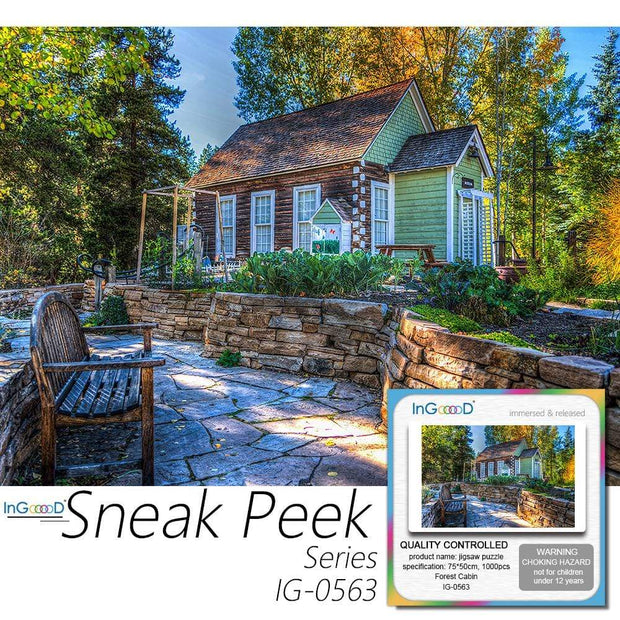 Ingooood-Jigsaw Puzzle 1000 Pieces- Sneak Peek Series-Forest Cabin_IG-0563 Entertainment Toys for Adult Special Graduation or Birthday Gift Home Decor - Ingooood