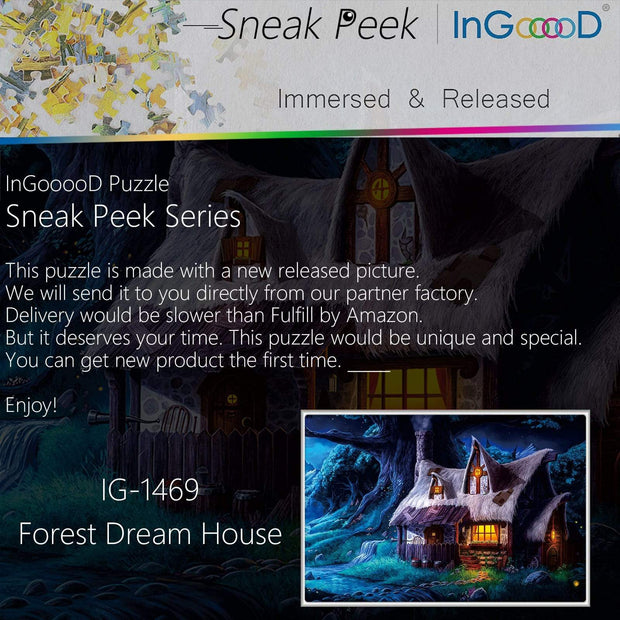 Ingooood-Jigsaw Puzzle 1000 Pieces-Sneak Peek Series-Forest Dream House_IG-1469 Entertainment Toys for Adult Graduation or Birthday Gift Home Decor - Ingooood