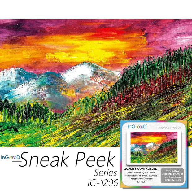 Ingooood-Jigsaw Puzzle 1000 Pieces-Sneak Peek Series-Forest Snow Mountain_IG-1206 Entertainment Toys for Adult Special Graduation or Birthday Gift Home Decor - Ingooood