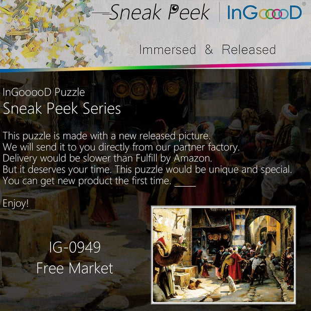 Ingooood-Jigsaw Puzzle 1000 Pieces-Sneak Peek Series-Free Market_IG-0949 Entertainment Toys for Adult Special Graduation or Birthday Gift Home Decor - Ingooood