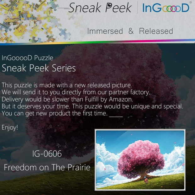 Ingooood- Jigsaw Puzzle 1000 Pieces- Sneak Peek Series- Freedom on The Prairie_IG-0606 Entertainment Toys for Graduation or Birthday Gift Home Decor - Ingooood