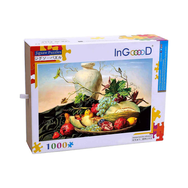 Ingooood-Jigsaw Puzzle 1000 Pieces-Sneak Peek Series-Fruit still life oil painting_IG-1526 Entertainment Toys for Adult Graduation or Birthday Gift Home Decor - Ingooood