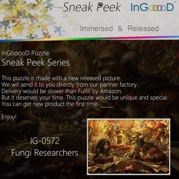 Ingooood- Jigsaw Puzzle 1000 Pieces- Sneak Peek Series- Fungi Researchers_IG-0572 Entertainment Toys for Graduation or Birthday Gift Home Decor - Ingooood