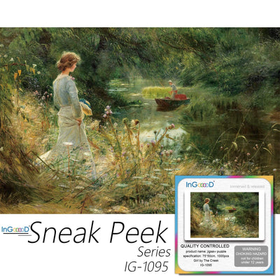 Ingooood-Jigsaw Puzzle 1000 Pieces-Sneak Peek Series-Girl by The Creek_IG-1095 Entertainment Toys for Graduation or Birthday Gift Home Decor - Ingooood