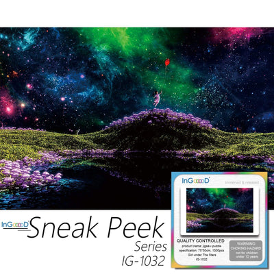 Ingooood-Jigsaw Puzzle 1000 Pieces-Sneak Peek Series-Girl Under The Stars_IG-1032 Entertainment Toys for Graduation or Birthday Gift Home Decor - Ingooood