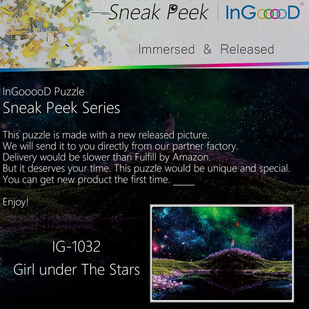 Ingooood-Jigsaw Puzzle 1000 Pieces-Sneak Peek Series-Girl Under The Stars_IG-1032 Entertainment Toys for Graduation or Birthday Gift Home Decor - Ingooood