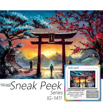 Ingooood-Jigsaw Puzzle 1000 Pieces-Sneak Peek Series-God Torii Before Sunset_IG-1411 Entertainment Toys for Adult Special Graduation or Birthday Gift Home Decor - Ingooood