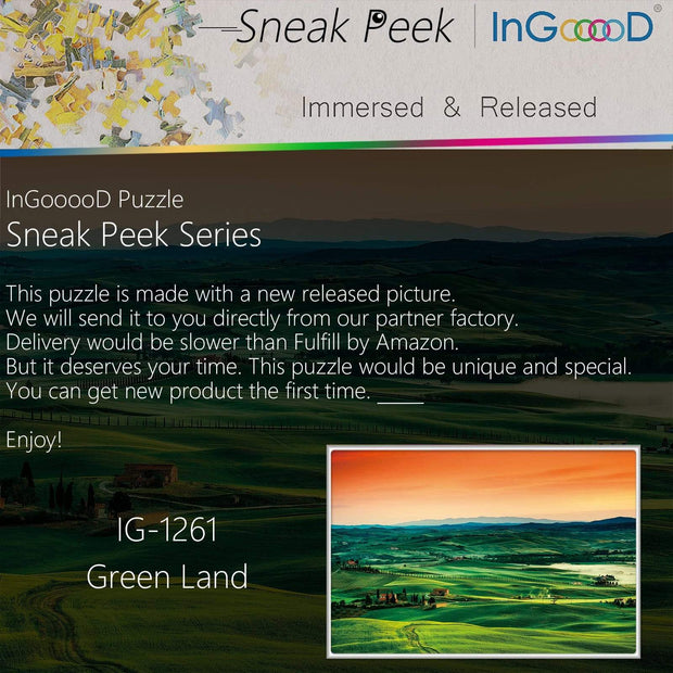 Ingooood-Jigsaw Puzzle 1000 Pieces-Sneak Peek Series-Green Land_IG-1261 Entertainment Toys for Adult Special Graduation or Birthday Gift Home Decor - Ingooood