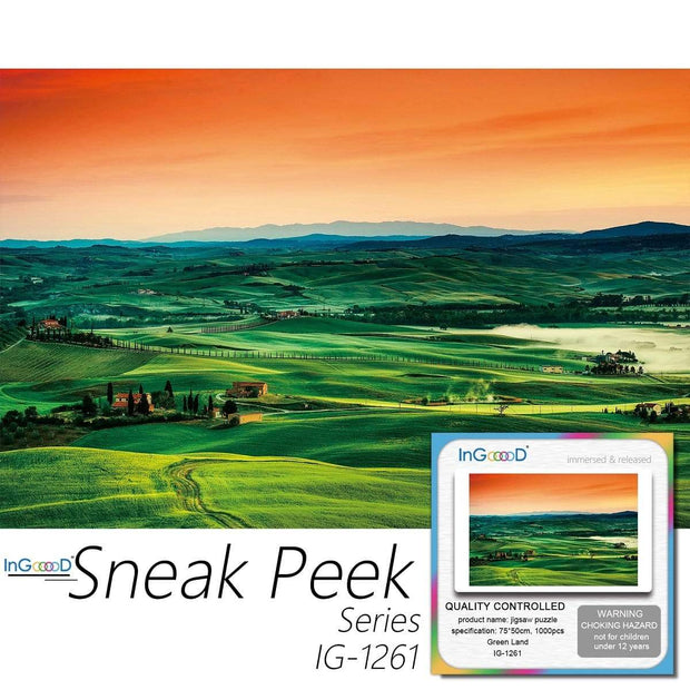 Ingooood-Jigsaw Puzzle 1000 Pieces-Sneak Peek Series-Green Land_IG-1261 Entertainment Toys for Adult Special Graduation or Birthday Gift Home Decor - Ingooood