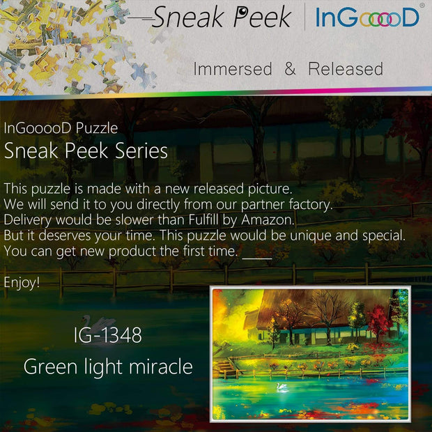 Ingooood-Jigsaw Puzzle 1000 Pieces-Sneak Peek Series-Green Light Miracle_IG-1348 Entertainment Toys for Adult Special Graduation or Birthday Gift Home Decor - Ingooood