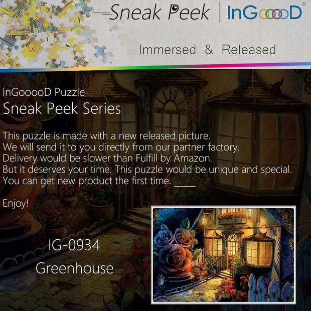 Ingooood-Jigsaw Puzzle 1000 Pieces-Sneak Peek Series-Greenhouse_IG-0934 Entertainment Toys for Adult Special Graduation or Birthday Gift Home Decor - Ingooood
