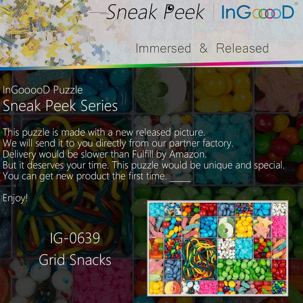 Ingooood- Jigsaw Puzzle 1000 Pieces- Sneak Peek Series-Grid Snacks_IG-0639 Entertainment Toys for Adult Special Graduation or Birthday Gift Home Decor - Ingooood