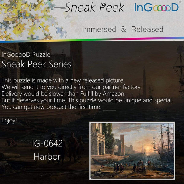 Ingooood- Jigsaw Puzzle 1000 Pieces- Sneak Peek Series-Harbor_IG-0642 Entertainment Toys for Adult Special Graduation or Birthday Gift Home Decor - Ingooood