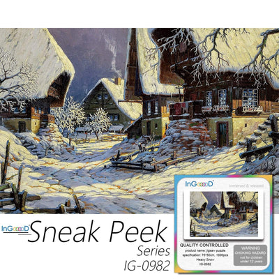 Ingooood-Jigsaw Puzzle 1000 Pieces-Sneak Peek Series- Heavy Snow_IG-0982 Entertainment Toys for Adult Special Graduation or Birthday Gift Home Decor - Ingooood