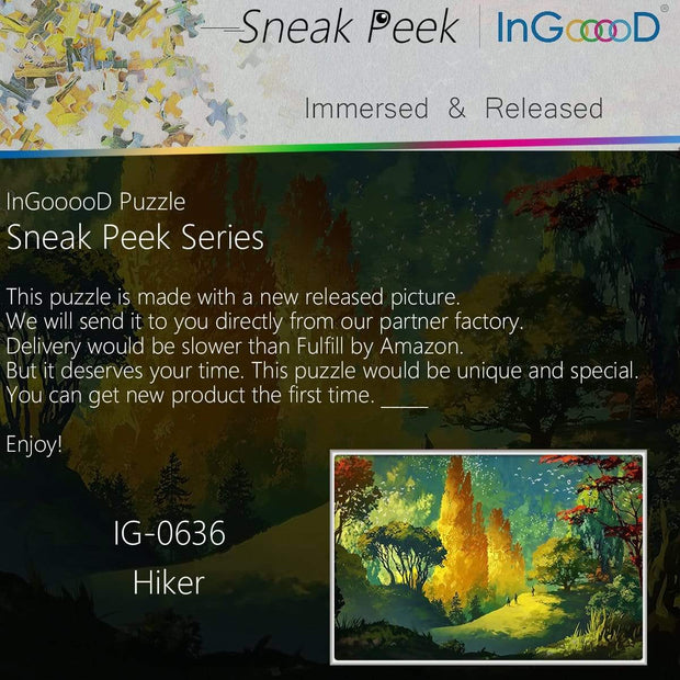 Ingooood- Jigsaw Puzzle 1000 Pieces- Sneak Peek Series- Hiker_IG-0636 Entertainment Toys for Adult Special Graduation or Birthday Gift Home Decor - Ingooood